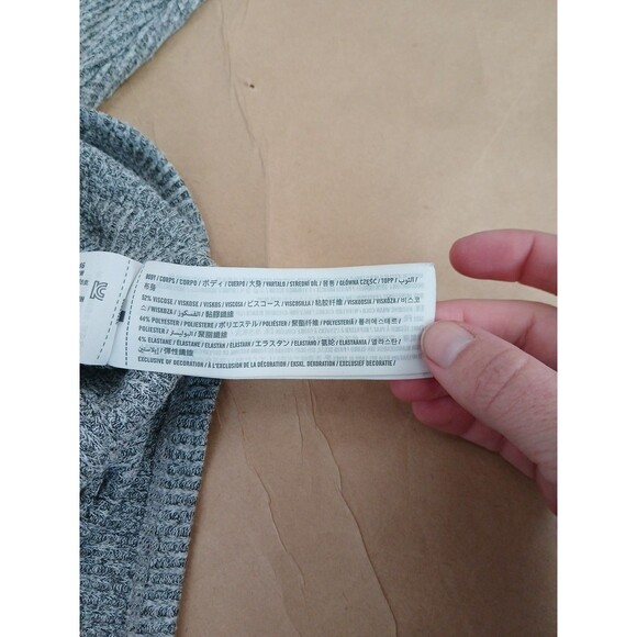 Hollister Cropped Sweater Shirt Womens L Gray Long Sleeve Ribbed Lightweight - Picture 6 of 7